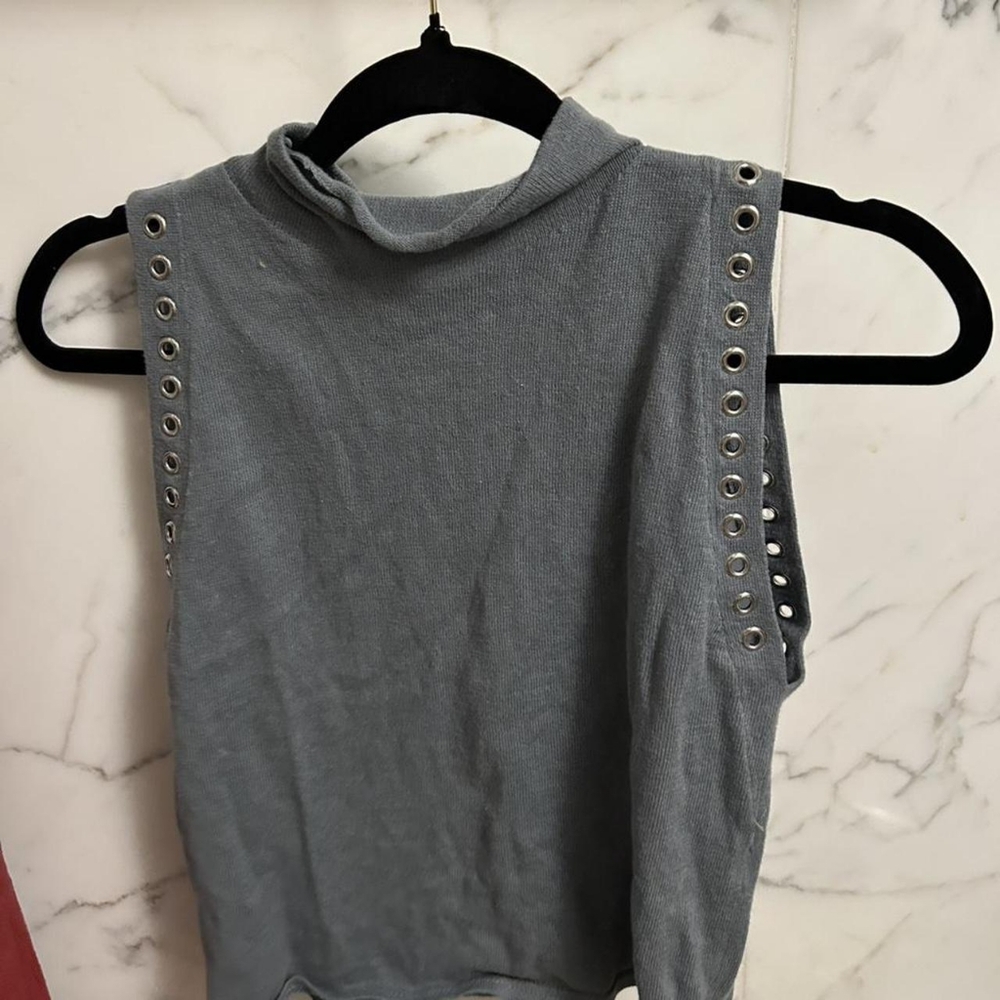 Zara Women's Blue and Grey Shirt